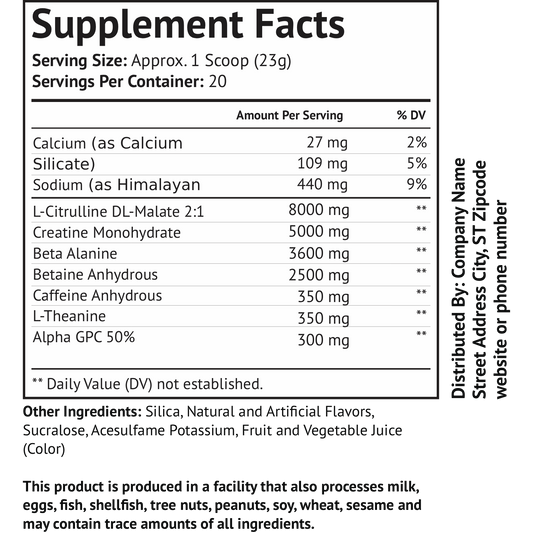 Pre - Workout w/Creatine 5g (Grape Annihilator)